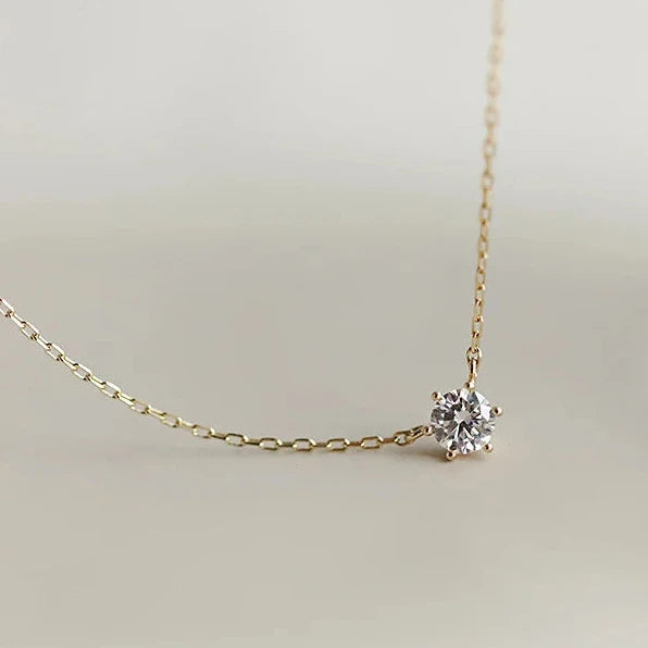Jkeli 925 Sterling Silver 18k Gold Plated Necklace Single Sparkling Zircon Clavicle Chain for Women Wedding Jewelry collares