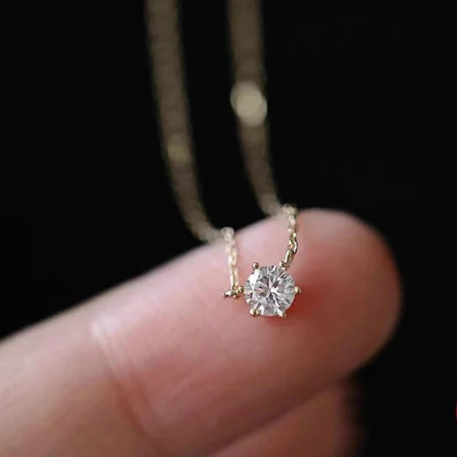 Jkeli 925 Sterling Silver 18k Gold Plated Necklace Single Sparkling Zircon Clavicle Chain for Women Wedding Jewelry collares