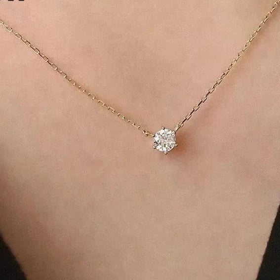 Jkeli 925 Sterling Silver 18k Gold Plated Necklace Single Sparkling Zircon Clavicle Chain for Women Wedding Jewelry collares